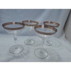 Tiffin-Franciscan 24 K Gold Rimmed 4 Champagne Glasses